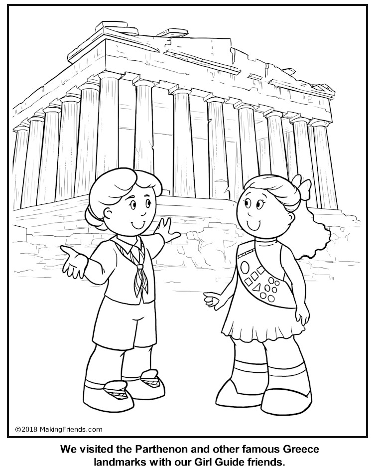 Greek girl guide coloring page