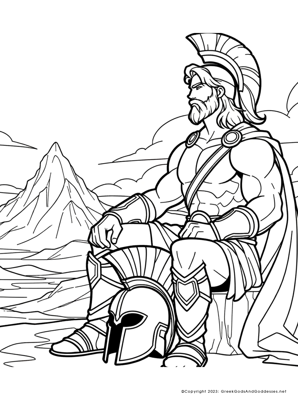 Ares coloring printouts â greek gods goddesses