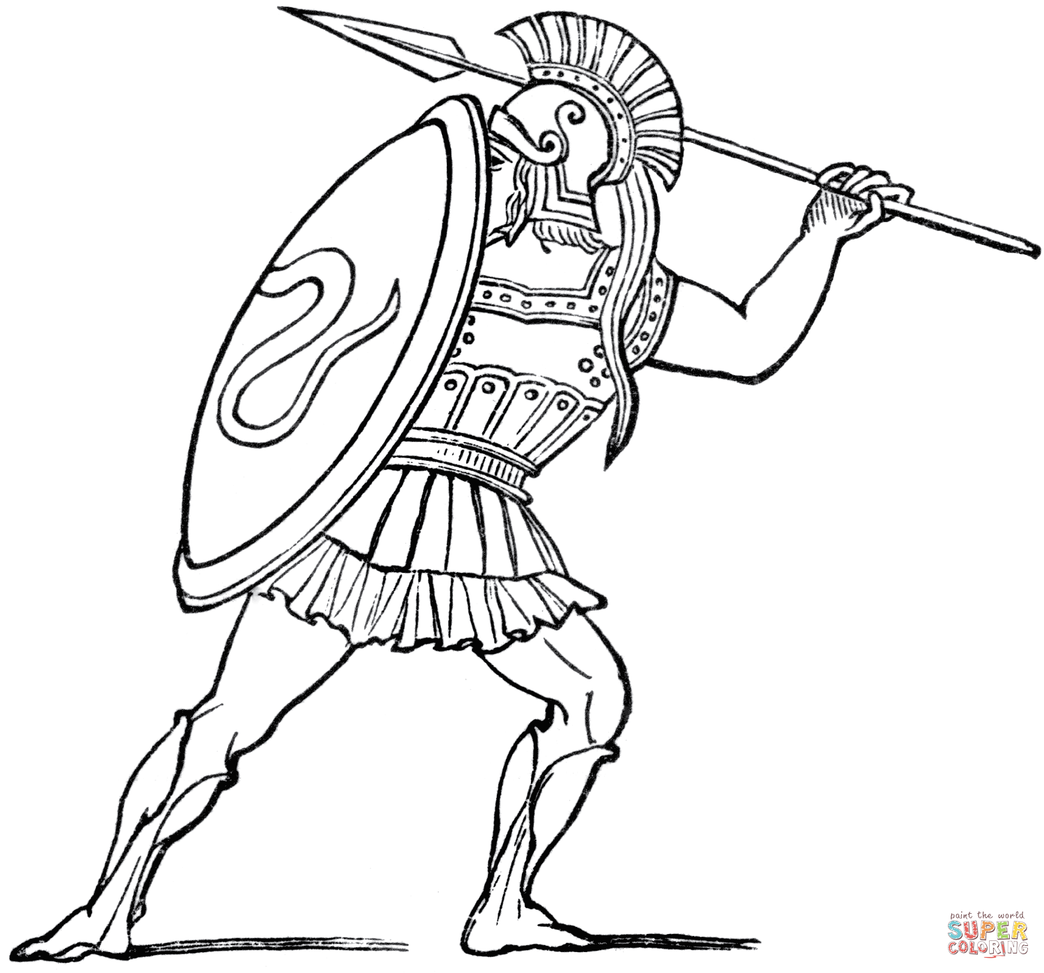 Ancient greek soldier coloring page free printable coloring pages