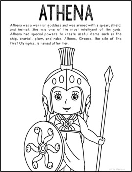 Athena greek mythology coloring page greek god ancient history activity