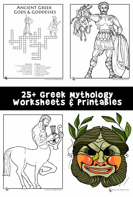 Greek mythology worksheets coloring pages woo jr kids activities childrens publishing