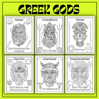 Mindfulness greek gods coloring pages by qetsy tpt