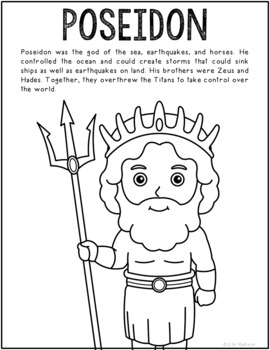 Poseidon greek mythology coloring page greek god ancient history activity