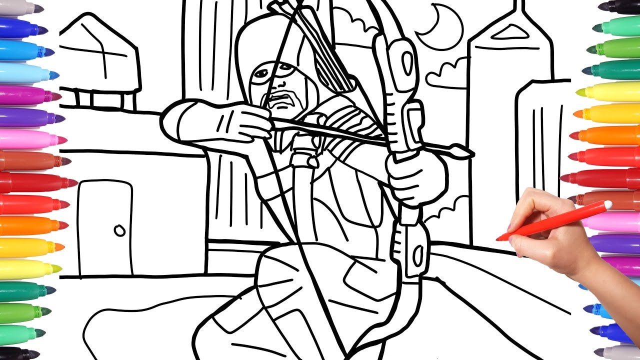 Green arrow coloring pages for kids how to draw green arrow dc green arrow superheroe