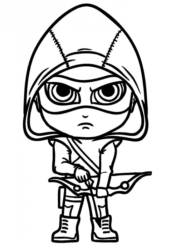 Chibi green arrow coloring page