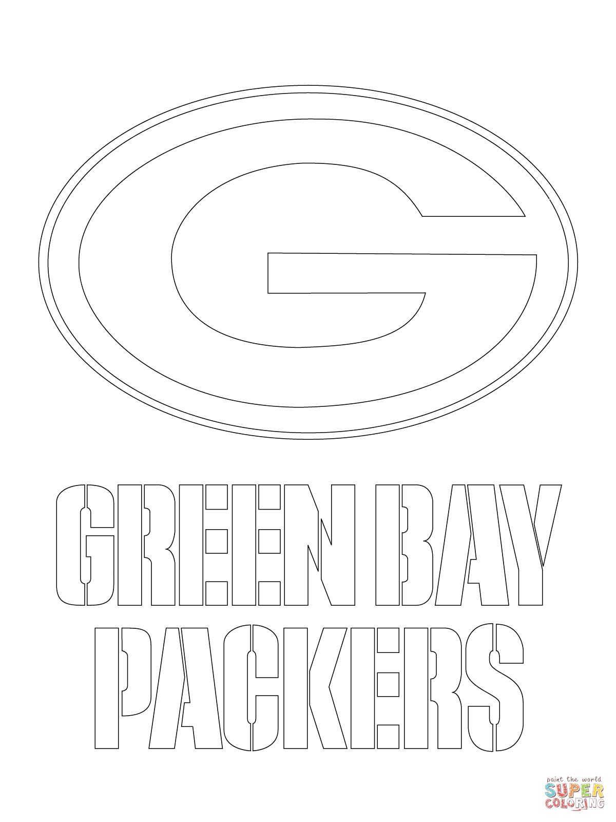 Green bay packers logo colorful and vibrant coloring page