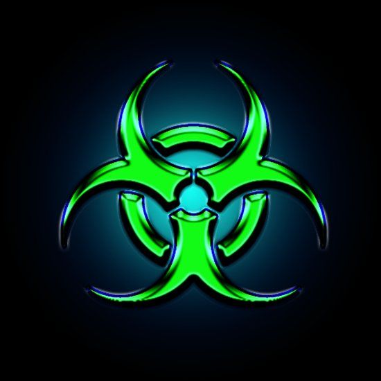 Grunge industrial background with biohazard symbol. Dark room with concrete  slab walls with bio hazard sign. 3d illustration. Creative design backdrop  Stock Photo | Adobe Stock