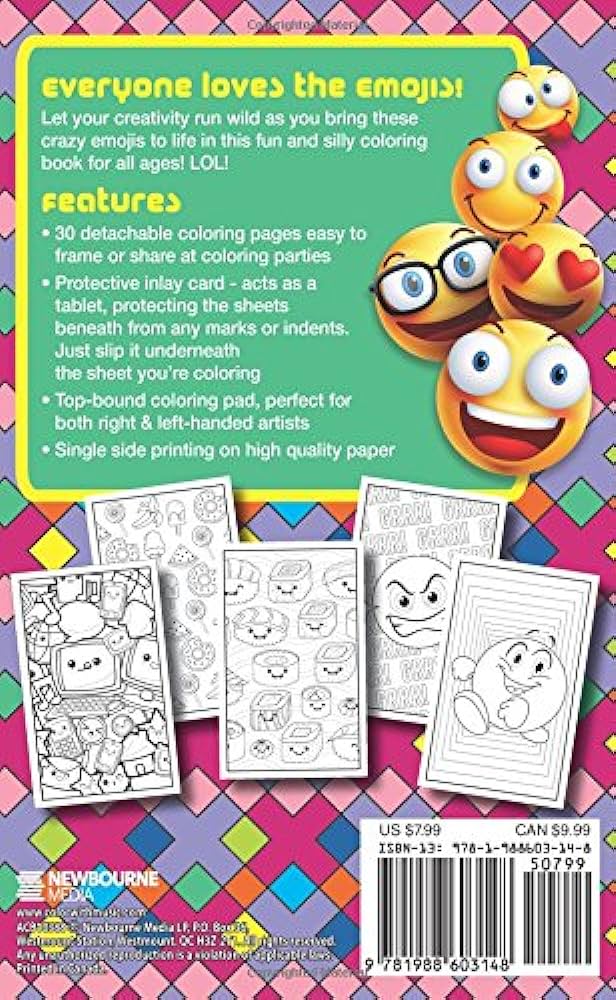 Emoji crazy coloring book cute fun pages for adults teens and kids great party gift travel size officially licensed emoji coloring book series newbourne media books