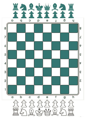 Printable green chess board with pieces template free printable papercraft templates