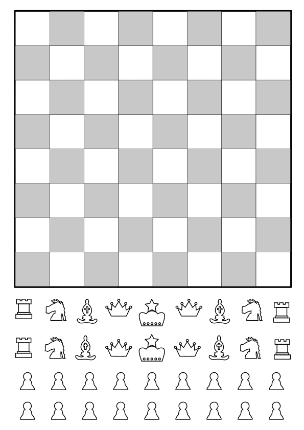 Chess board set drawing for coloring page free printable nurieworld
