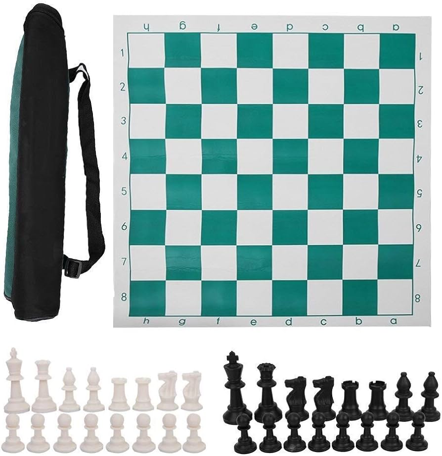 Chess board set outdoor travel portable international chess chess board set with big canvas bag double zipper back pocket leather chess board educational toys games color cm toys