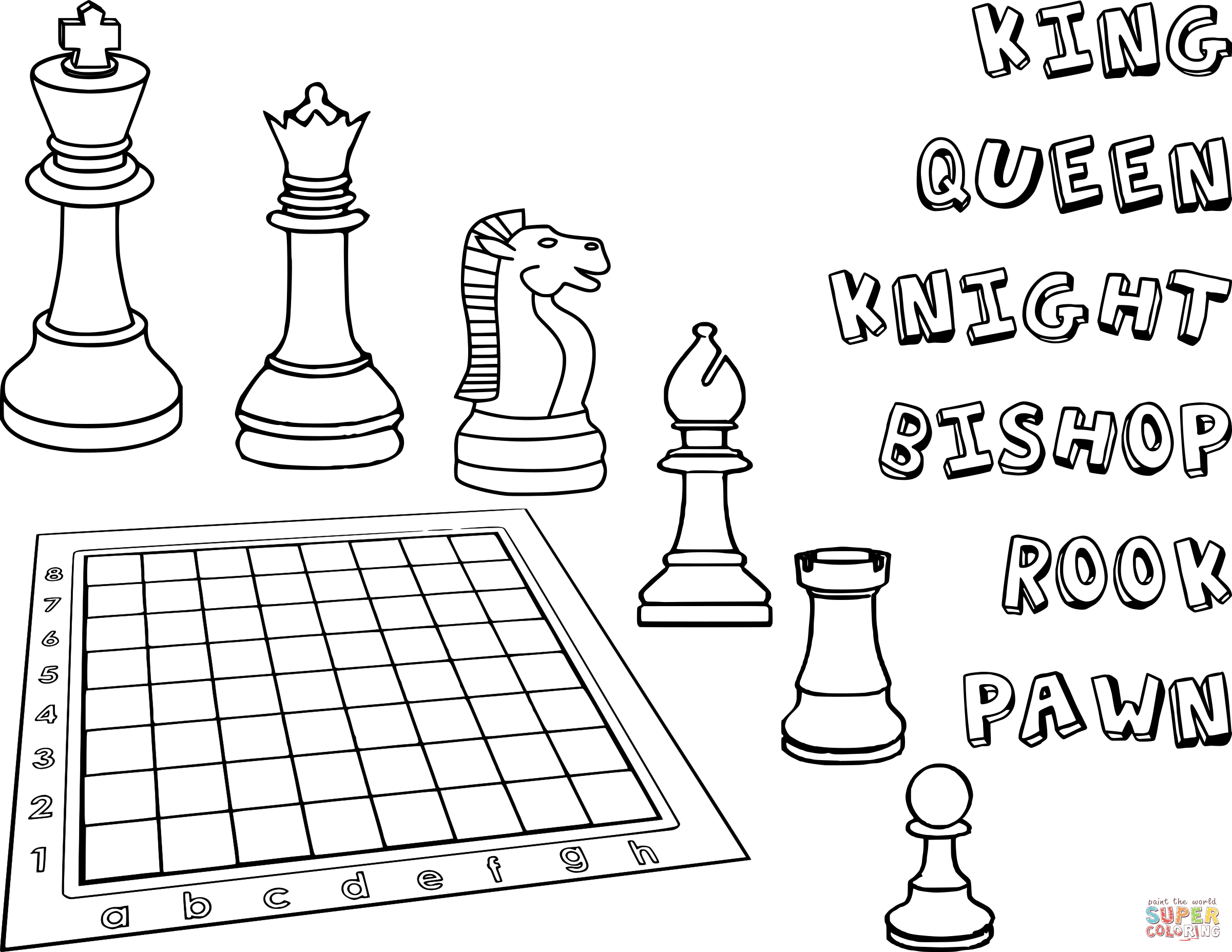 Chess pieces coloring page free printable coloring pages