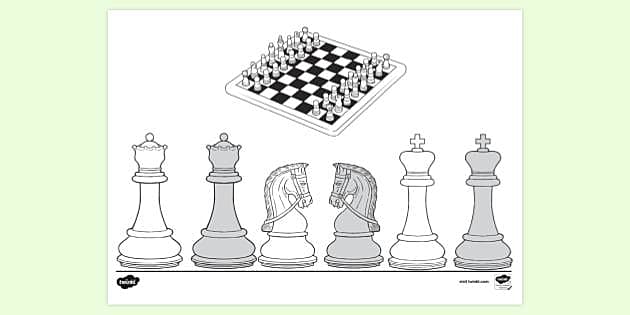 Chess colouring page easy download teacher
