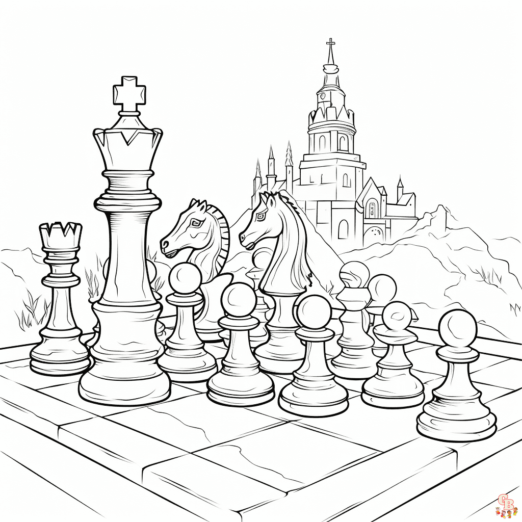 Printable chess coloring pages free for kids and adults
