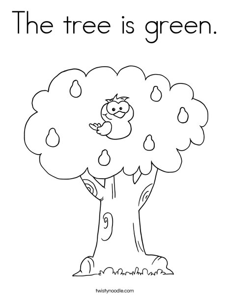 The tree is green coloring page