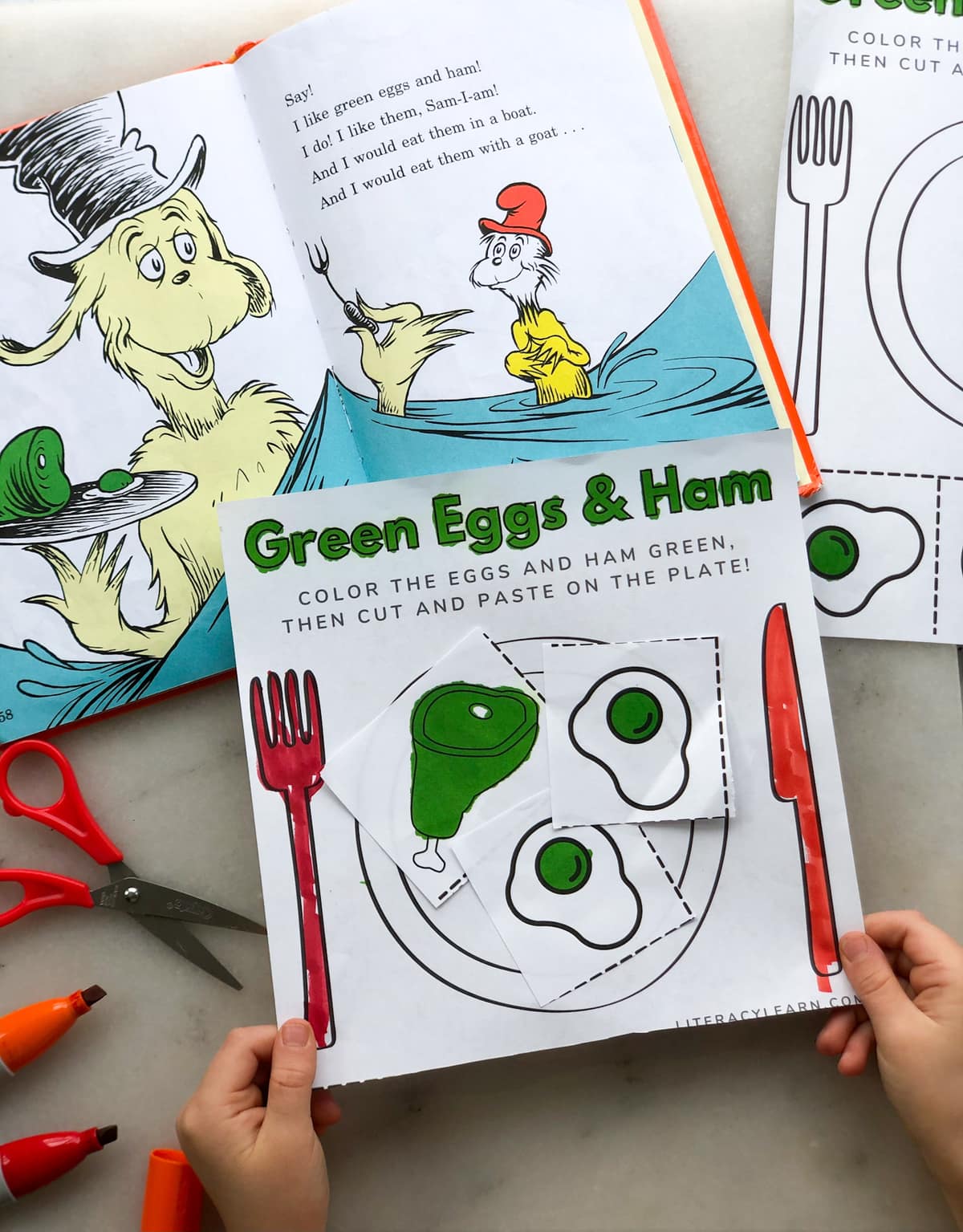 Green eggs ham printable worksheet