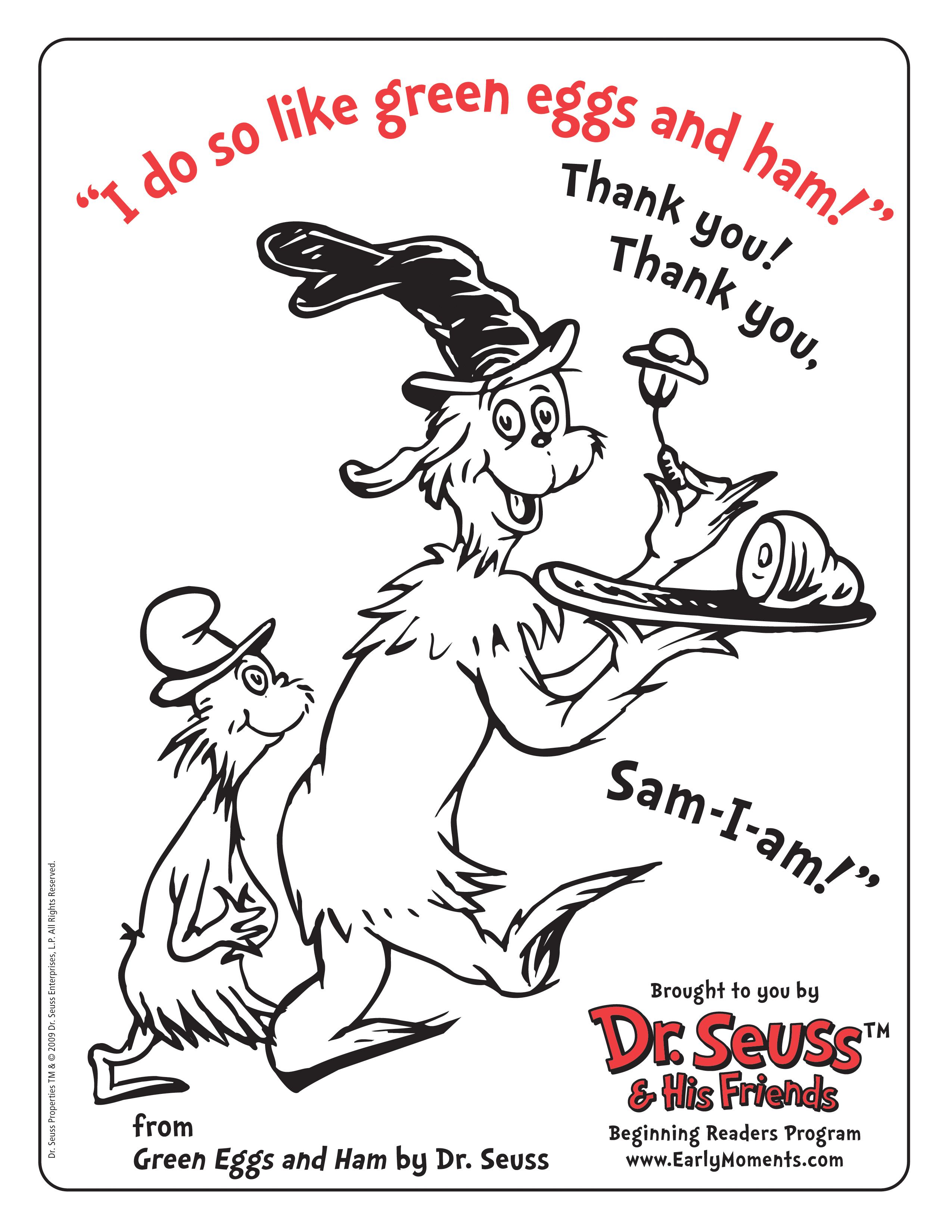 Green eggs and ham coloring page