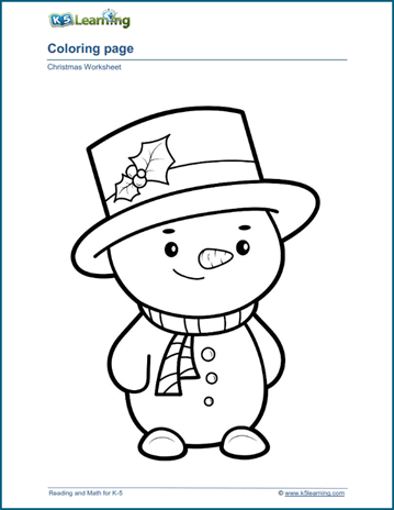 Christmas coloring pages k learning