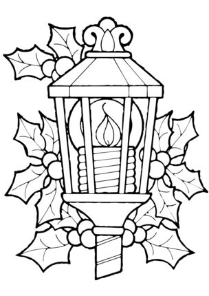 Christmas lantern and holly coloring page christmas coloring sheets christmas coloring books christmas lanterns