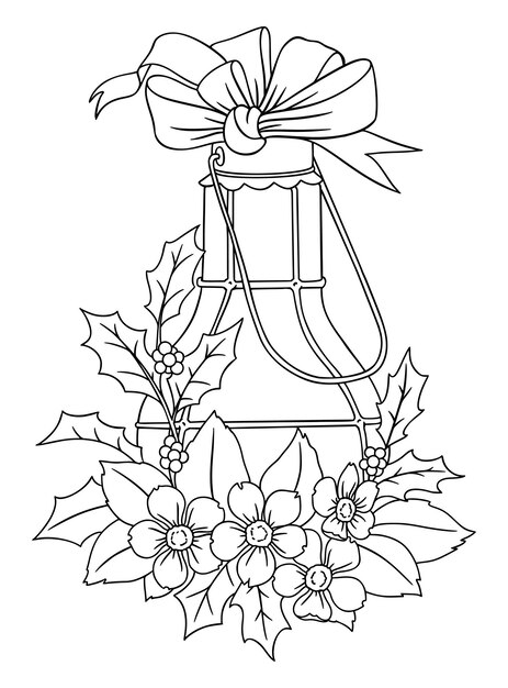 Premium vector christmas decoration lantern coloring page