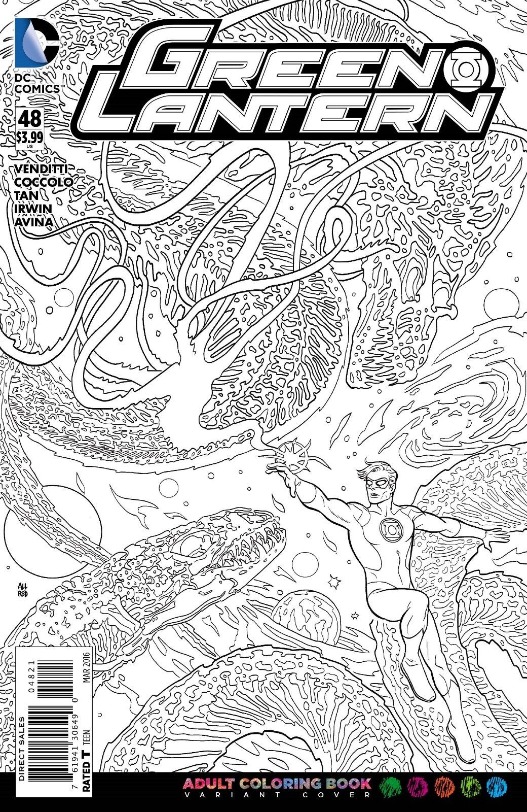 Green lantern adult coloring book variant ic book