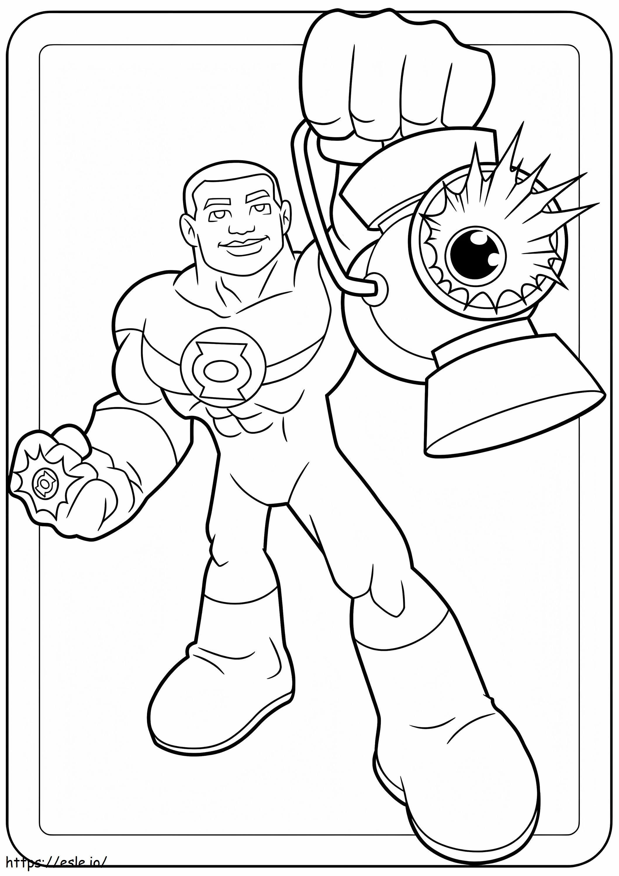 Cute green lantern coloring page