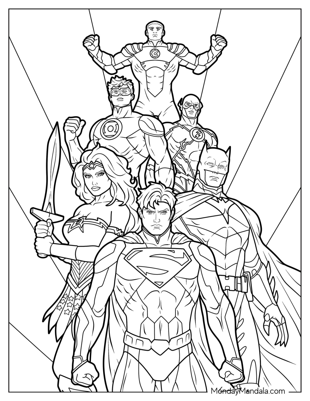 Justice league coloring pages free pdf printables