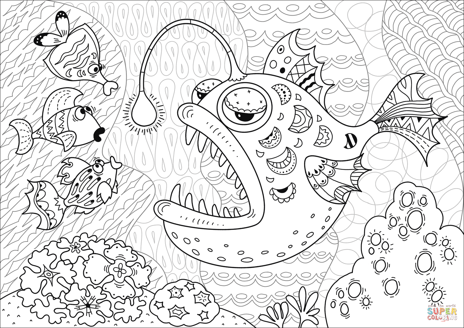 Anglerfish coloring page free printable coloring pages