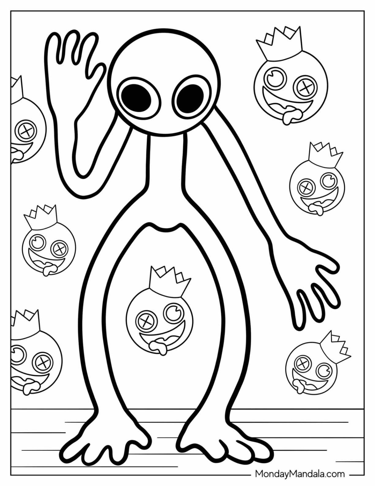 Rainbow friends coloring pages free pdf printables