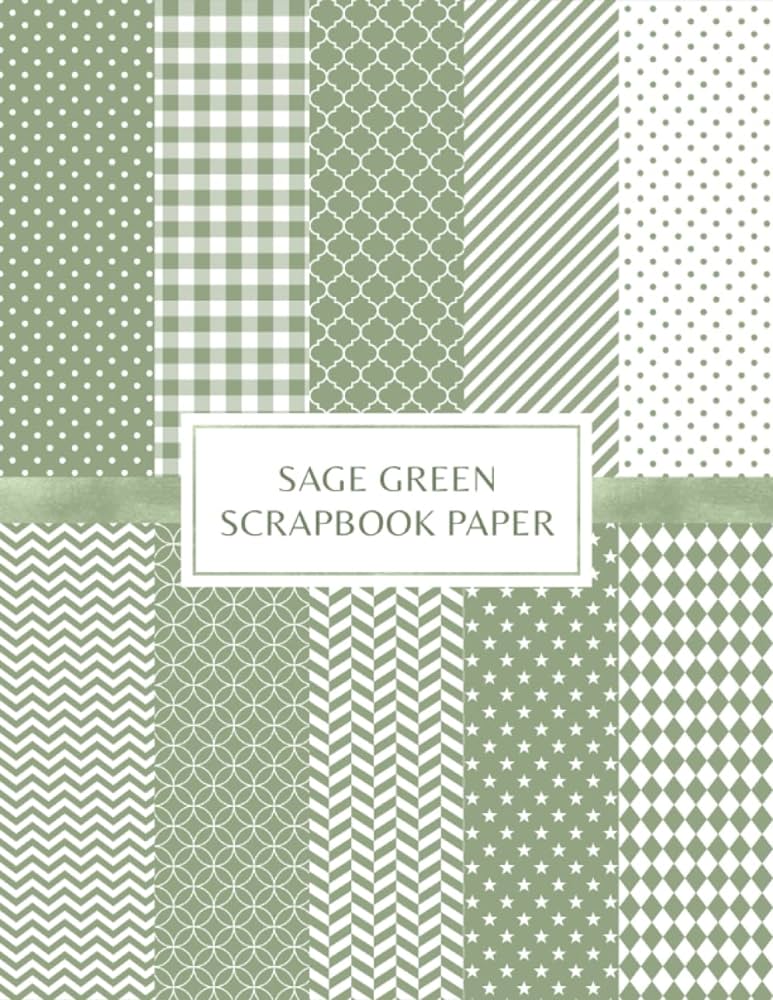 Sage green scrapbook paper decorative craft pages for card making collage origami mixed media and diy projects