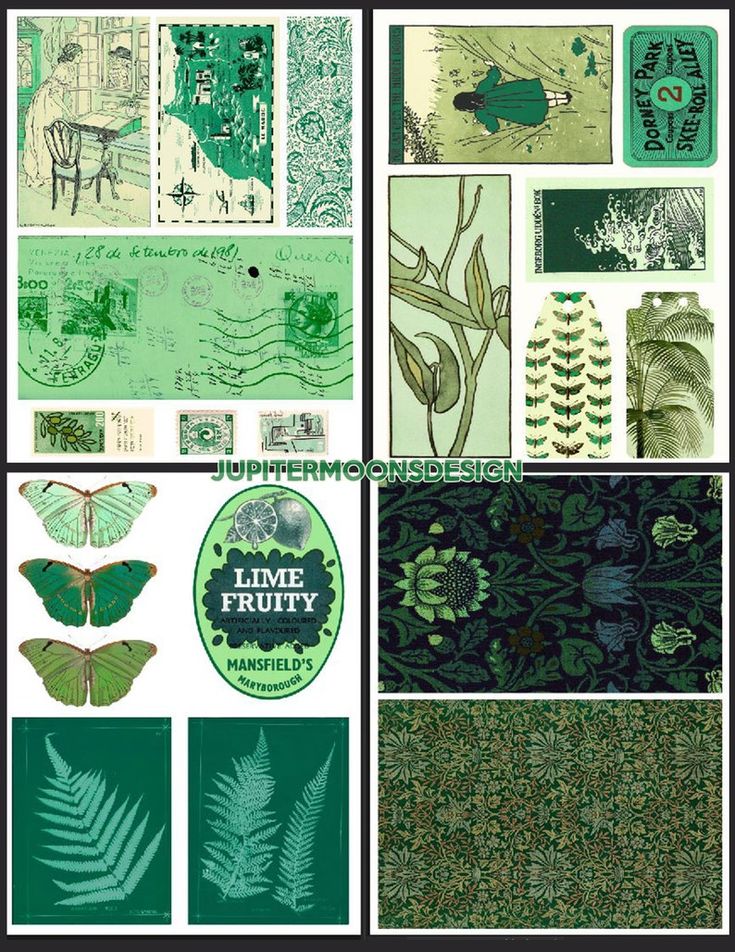 Green vintage ephemera digital download junk journal