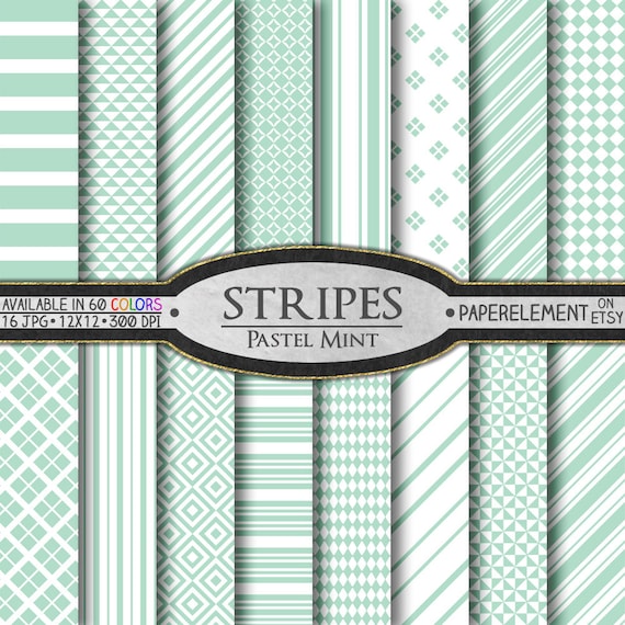 Pastel mint green stripe scrapbook paper pages set seamless peppermint candy pinstripe printable backgrounds geometric lines x jpg art