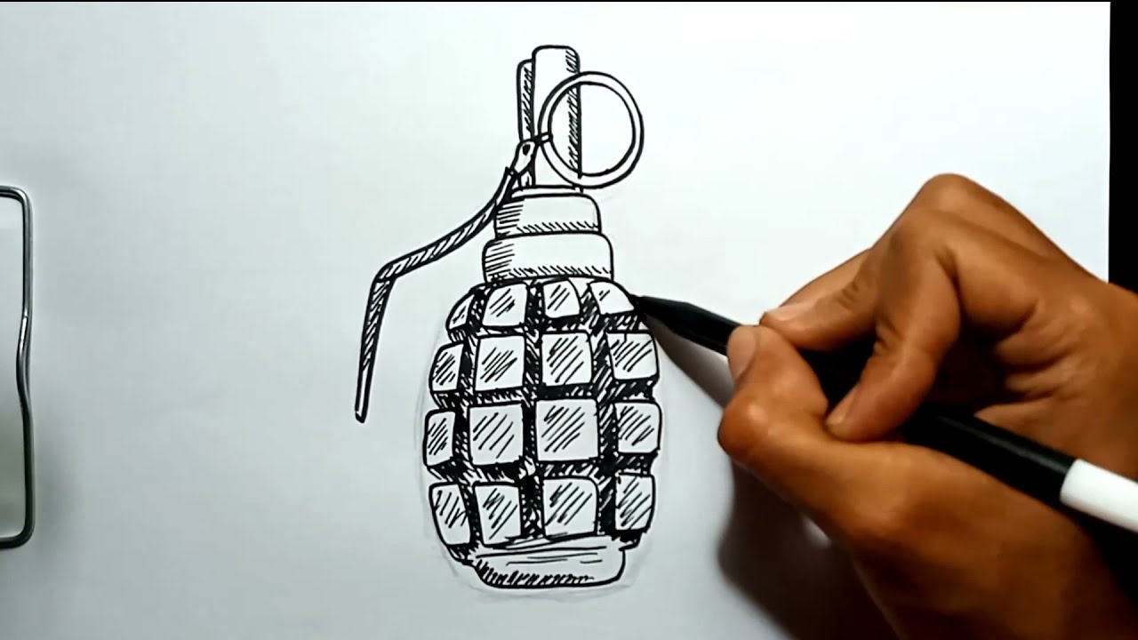 How to draw grenade step by step