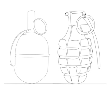 Premium vector one continuous line drawing of a grenade vector