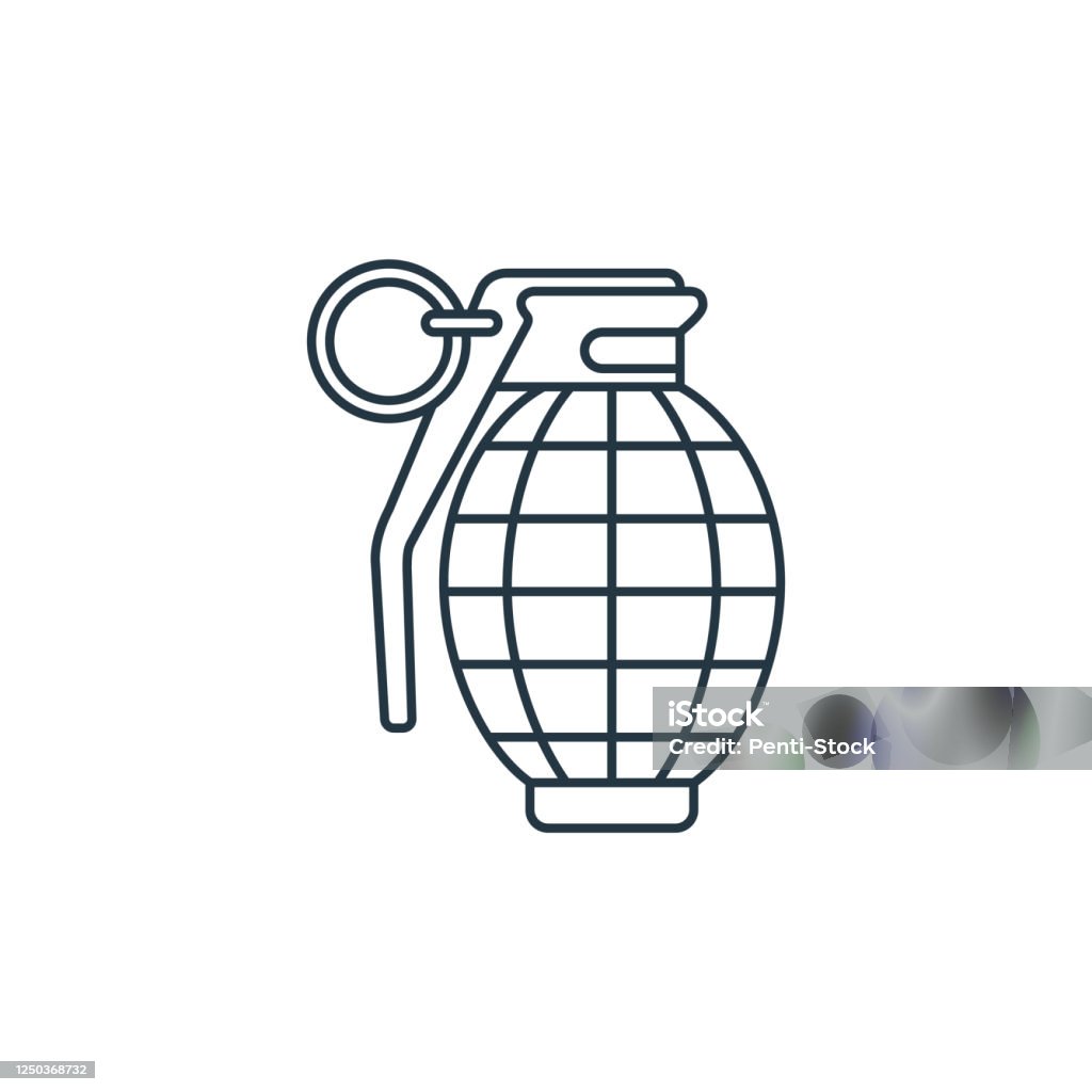 Grenade vector icon grenade editable stroke grenade linear symbol for use on web and mobile apps logo print media thin line illustration vector isolated outline drawing stock illustration