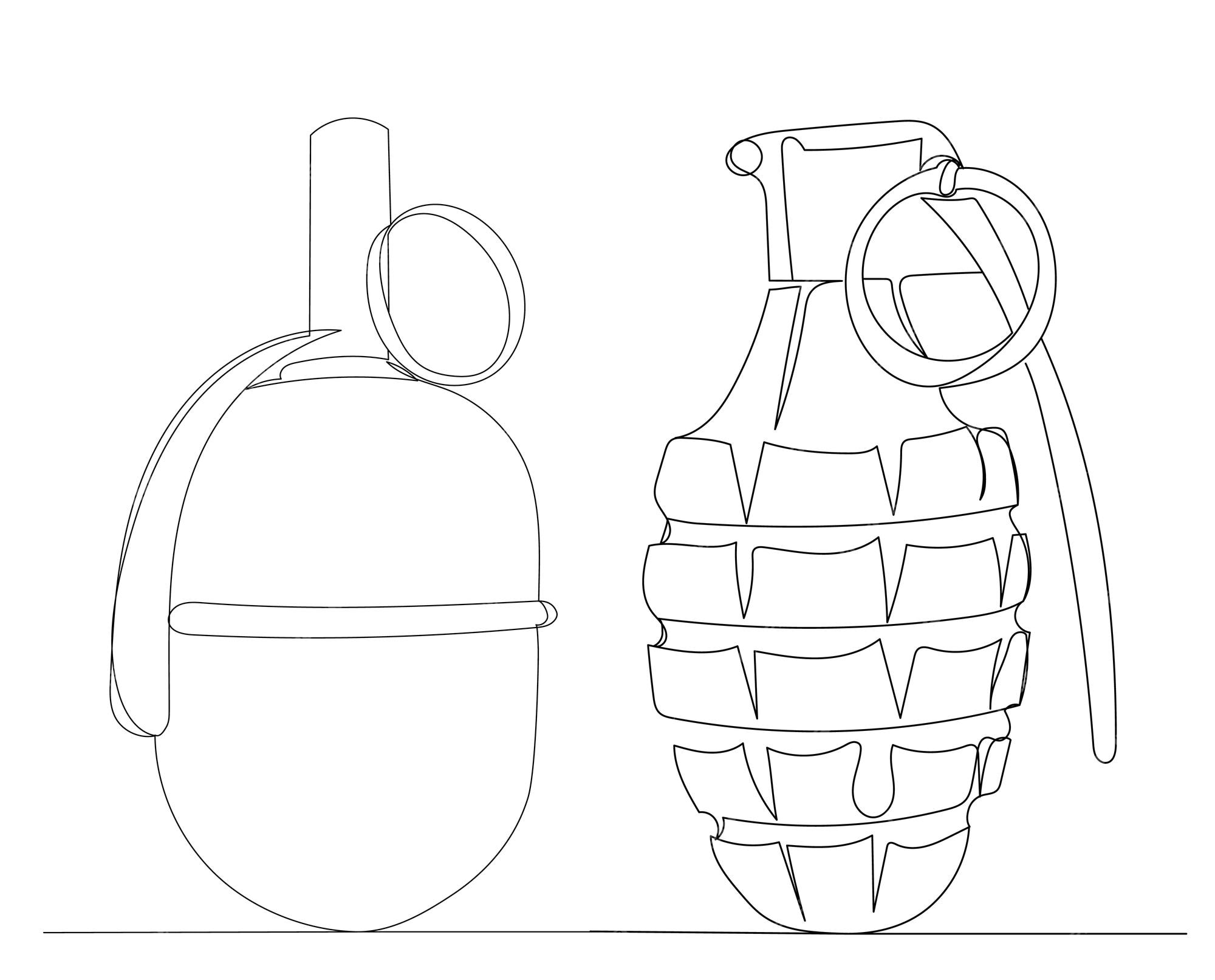 Premium vector one continuous line drawing of a grenade vector