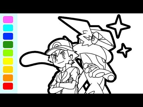 Pokemon coloring ash and greninja coloring book pages i colouring videos for kids