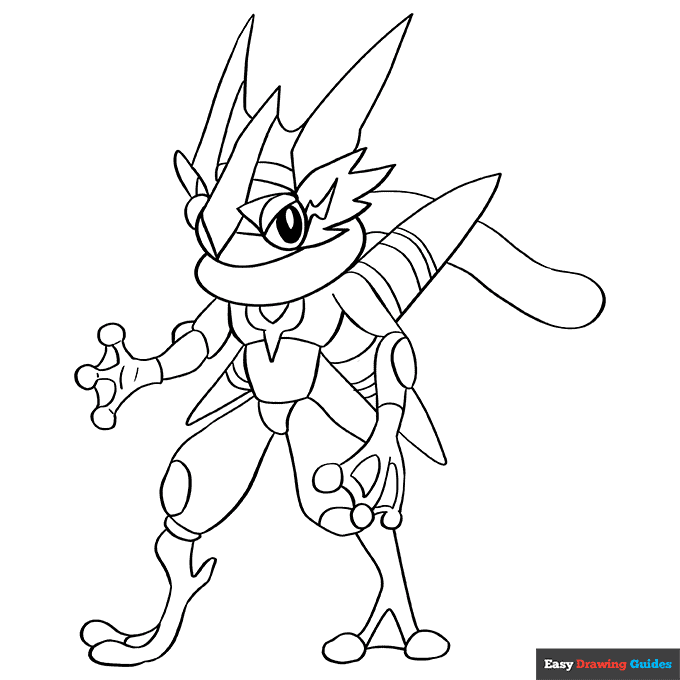 Ash greninja from pokemon coloring page easy drawing guides