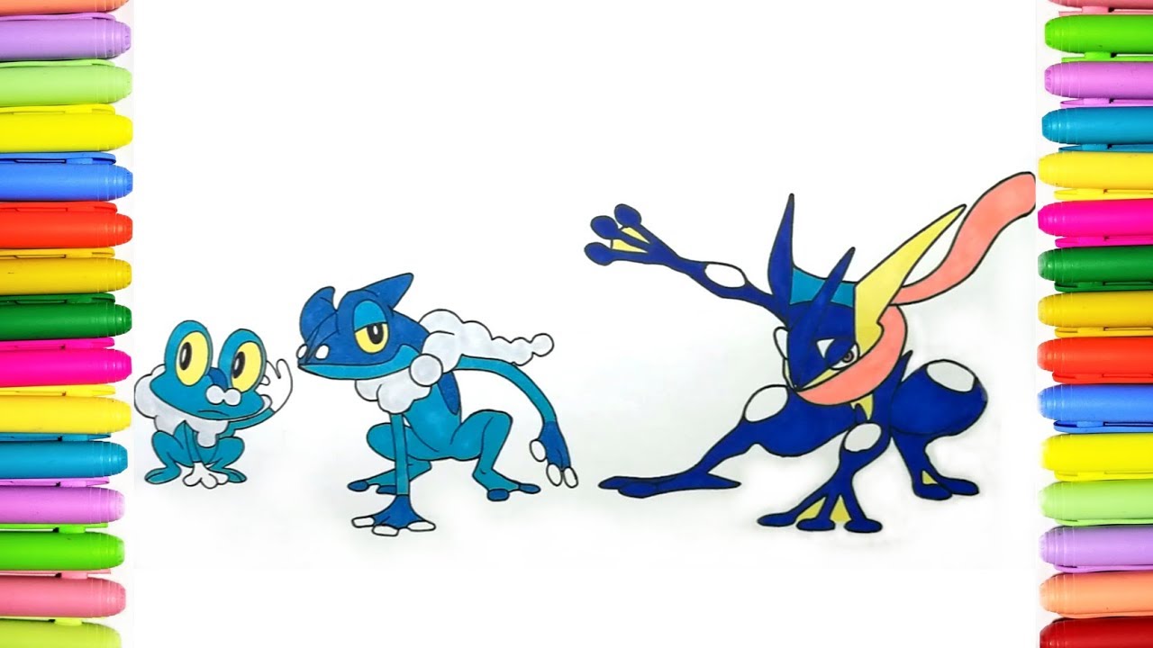 Pokeon coloring pages froakie frogadier and greninja