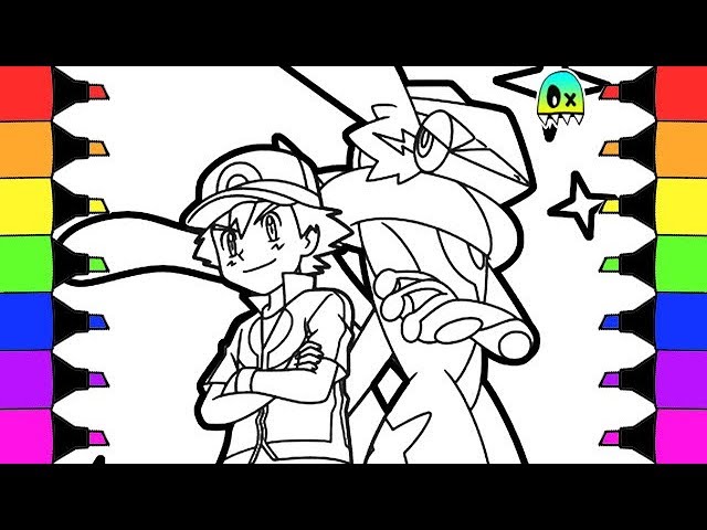 Pokeon coloring pages ash and greninja colouring book fun for kids