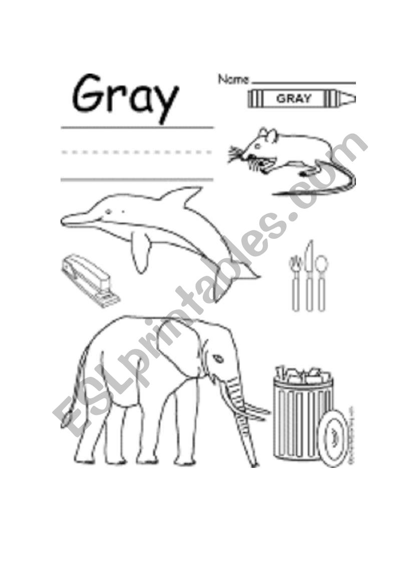 English worksheets grey objects coloring sheet