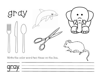 Color gray worksheets tpt