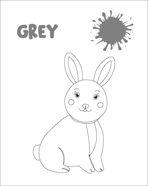 Premium vector grey color rabbit coloring page