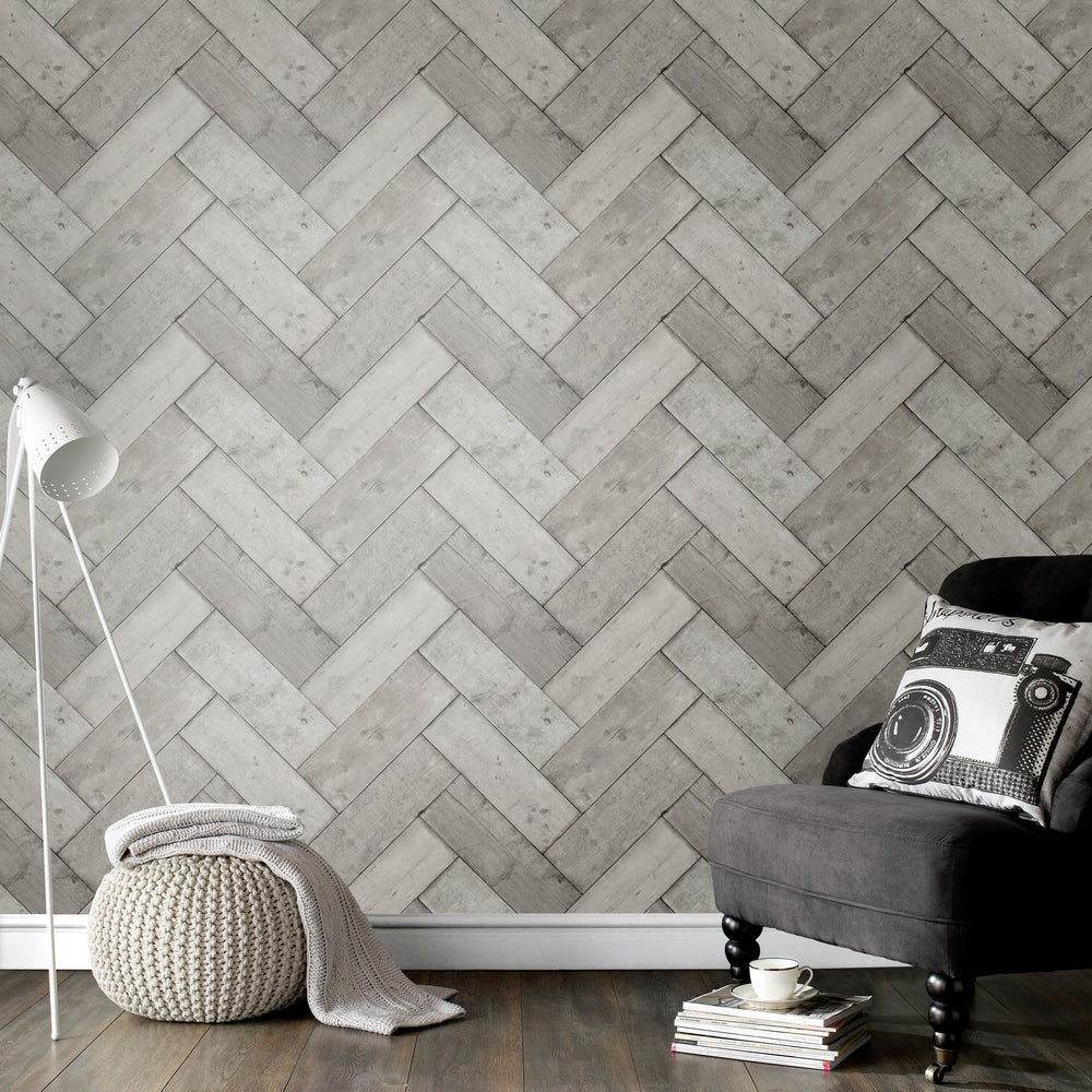 grey herringbone wallpaper