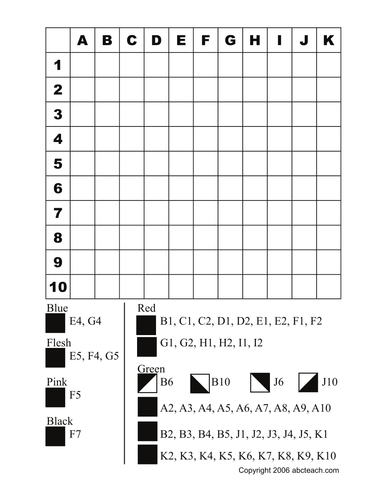 Grid coloring santa teaching resources