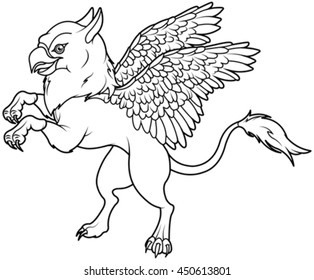 Hakuun coloring page magic flying griffin liittyvã vektorikuva rojaltivapaa