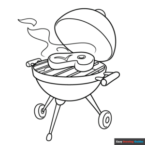 Barbeque grill coloring page easy drawing guides