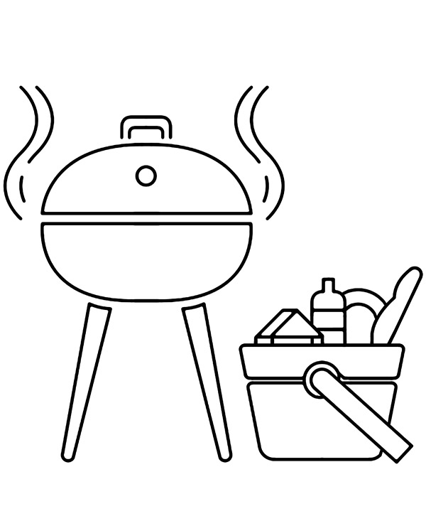 Barbecue set coloring sheet