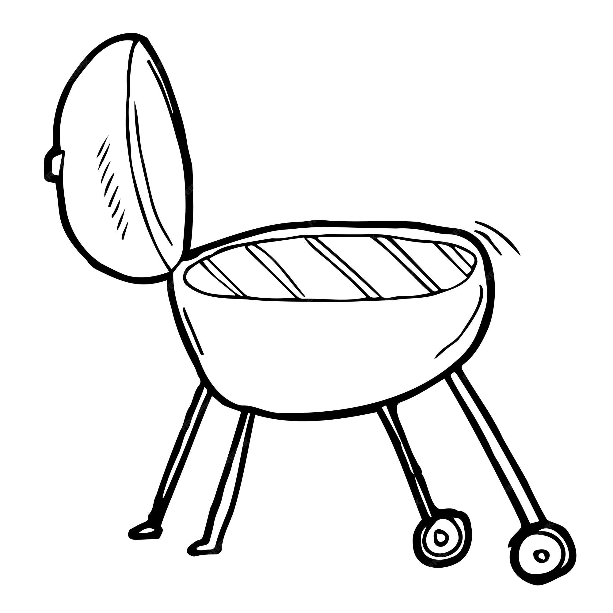 Premium vector charcoal grill hand drawn outline doodle icon kettle barbecue grill vector sketch