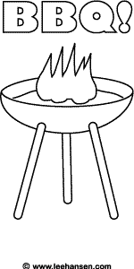 Summer bbq grill coloring page